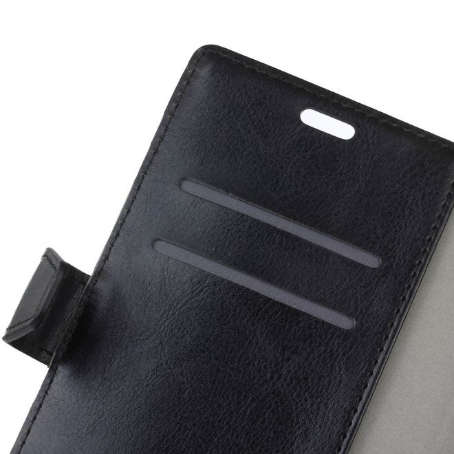 Nokia 7 Handy Hülle - Crazy Horse Leder Bookcover - mit Standfunktion - schwarz