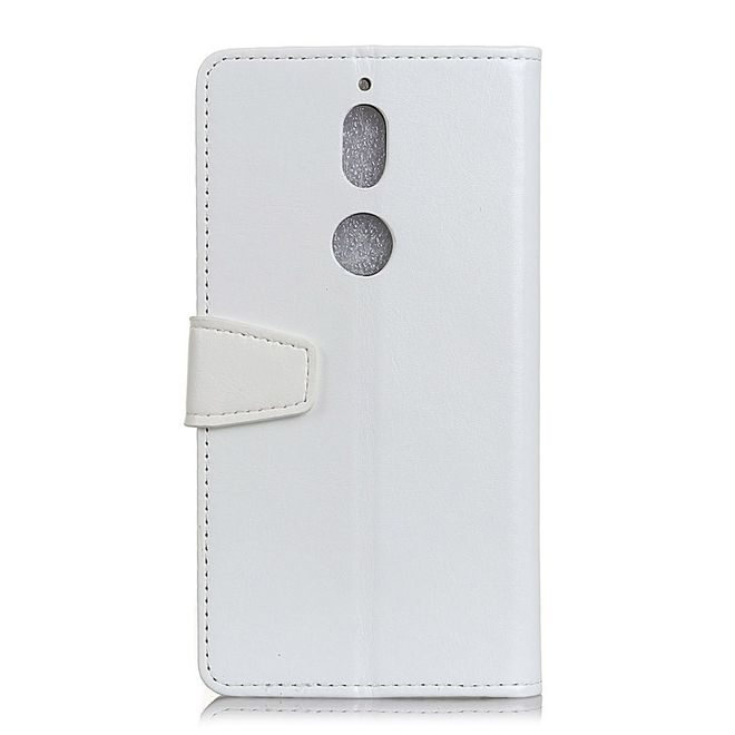 Nokia 7 Handy Hülle - Crazy Horse Leder Bookcover - mit Standfunktion - weiss