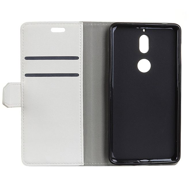 Nokia 7 Handy Hülle - Crazy Horse Leder Bookcover - mit Standfunktion - weiss