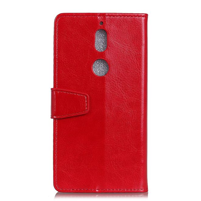 Nokia 7 Handy Hülle - Crazy Horse Leder Bookcover - mit Standfunktion - rot