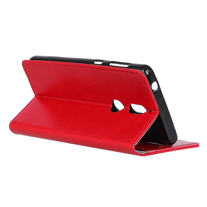 Nokia 7 Handy Hülle - Crazy Horse Leder Bookcover - mit Standfunktion - rot
