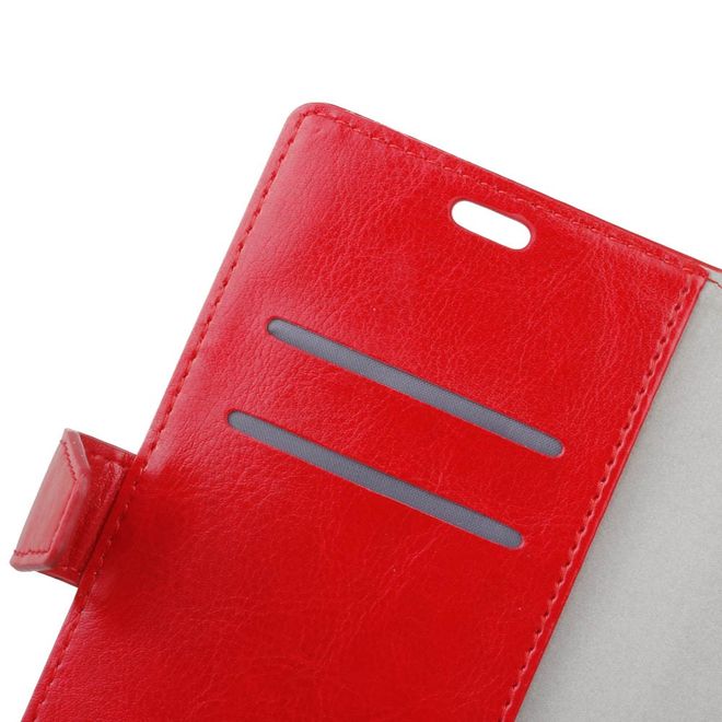 Nokia 7 Handy Hülle - Crazy Horse Leder Bookcover - mit Standfunktion - rot