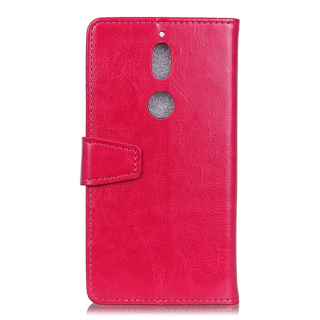Nokia 7 Handy Hülle - Crazy Horse Leder Bookcover - mit Standfunktion - rosa
