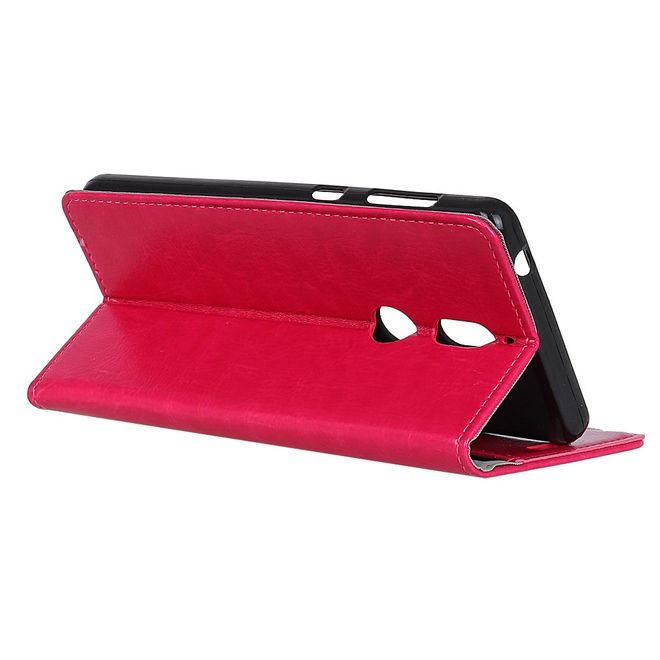 Nokia 7 Handy Hülle - Crazy Horse Leder Bookcover - mit Standfunktion - rosa