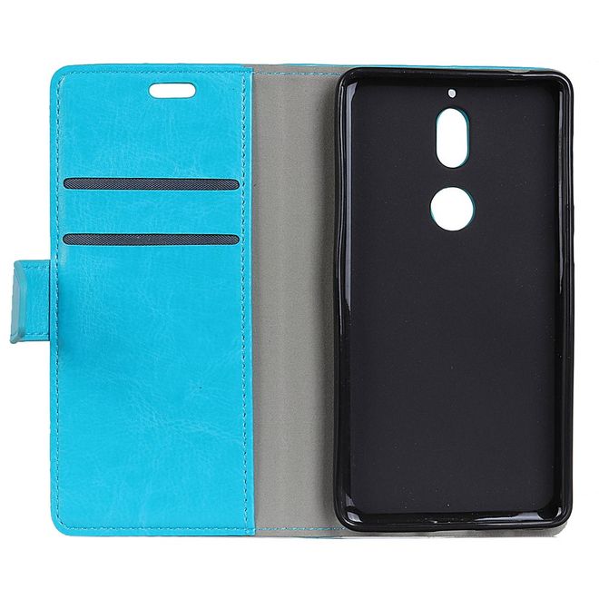 Nokia 7 Handy Hülle - Crazy Horse Leder Bookcover - mit Standfunktion - blau