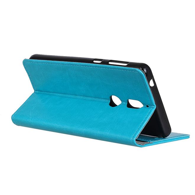 Nokia 7 Handy Hülle - Crazy Horse Leder Bookcover - mit Standfunktion - blau