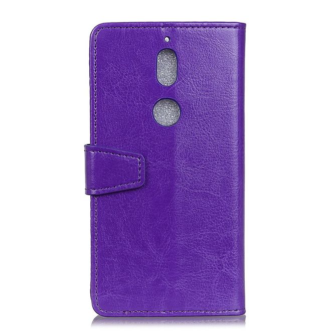 Nokia 7 Handy Hülle - Crazy Horse Leder Bookcover - mit Standfunktion - purpur