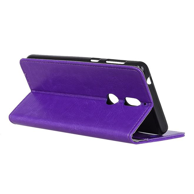 Nokia 7 Handy Hülle - Crazy Horse Leder Bookcover - mit Standfunktion - purpur