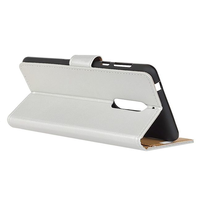 Wiko View XL Handyhülle - Magnetisches Case aus Leder - mit Standfunktion - silber