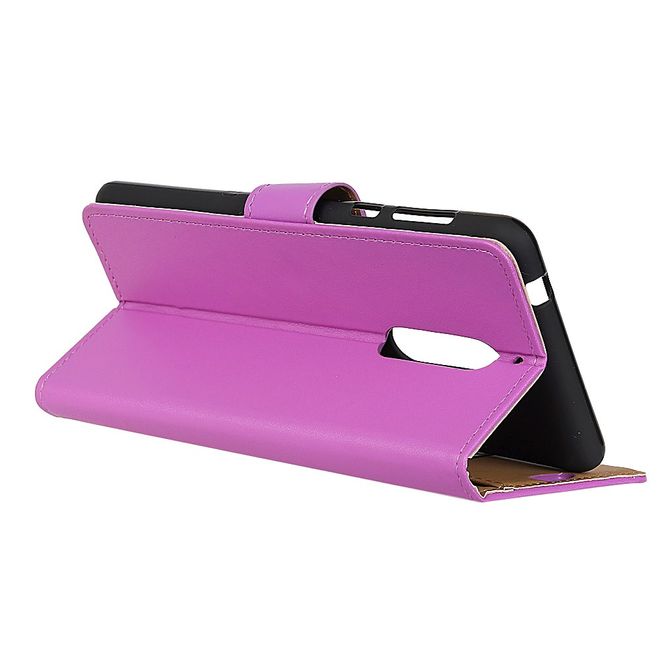 Wiko View XL Handyhülle - Magnetisches Case aus Leder - mit Standfunktion - purpur