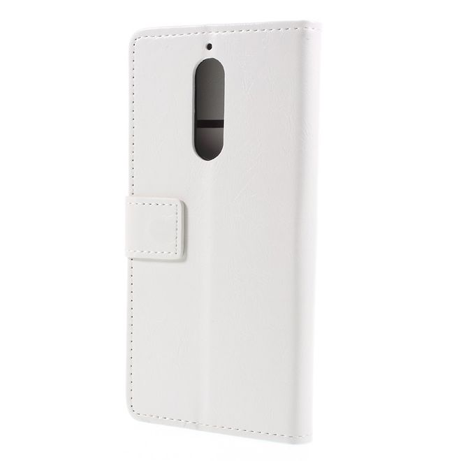 Wiko View XL Handy Hülle - Crazy Horse Leder Bookcover - mit Standfunktion - weiss