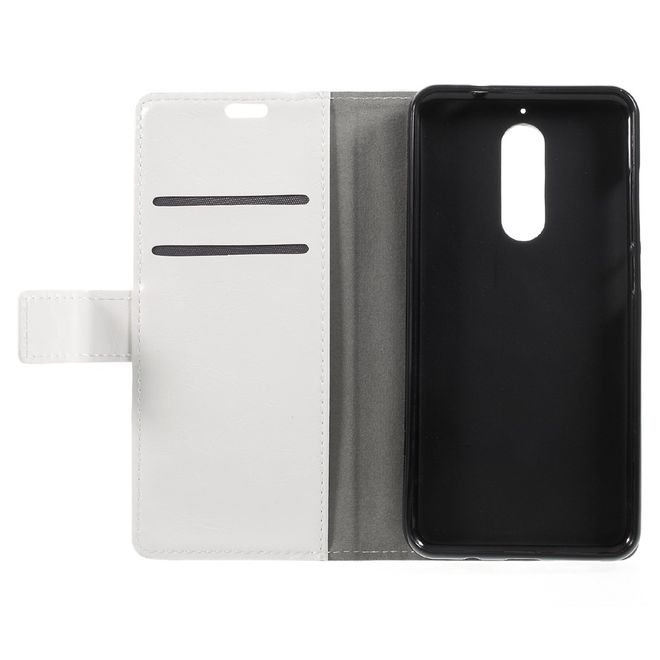 Wiko View XL Handy Hülle - Crazy Horse Leder Bookcover - mit Standfunktion - weiss