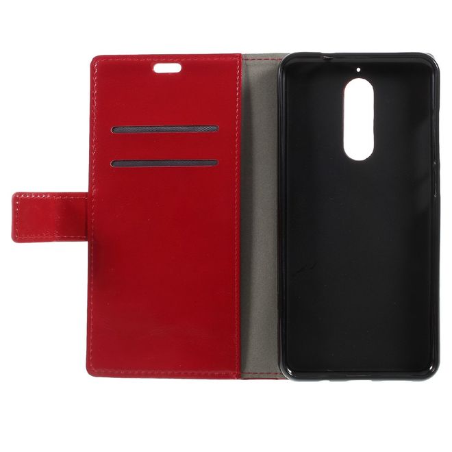 Wiko View XL Handy Hülle - Crazy Horse Leder Bookcover - mit Standfunktion - rot