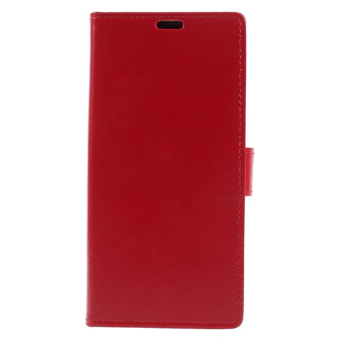 Wiko View XL Handy Hülle - Crazy Horse Leder Bookcover - mit Standfunktion - rot