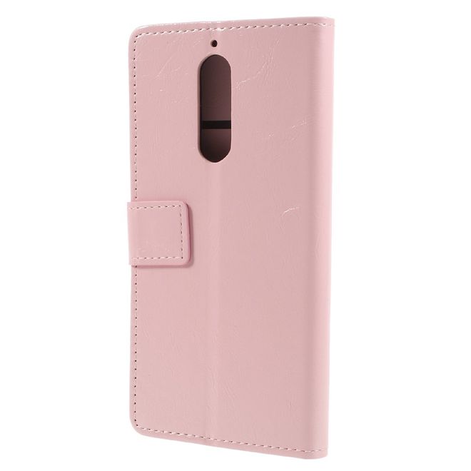 Wiko View XL Handy Hülle - Crazy Horse Leder Bookcover - mit Standfunktion - pink