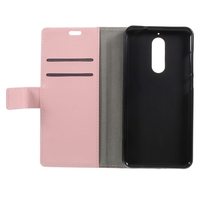 Wiko View XL Handy Hülle - Crazy Horse Leder Bookcover - mit Standfunktion - pink