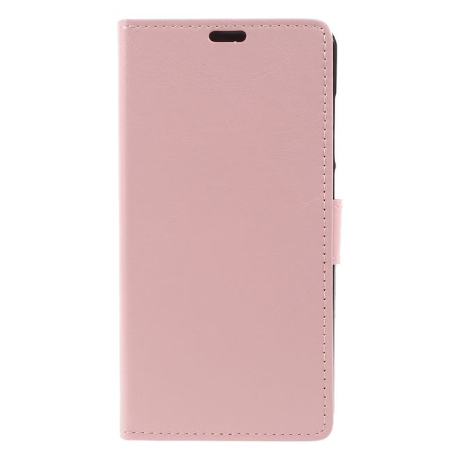 Wiko View XL Handy Hülle - Crazy Horse Leder Bookcover - mit Standfunktion - pink