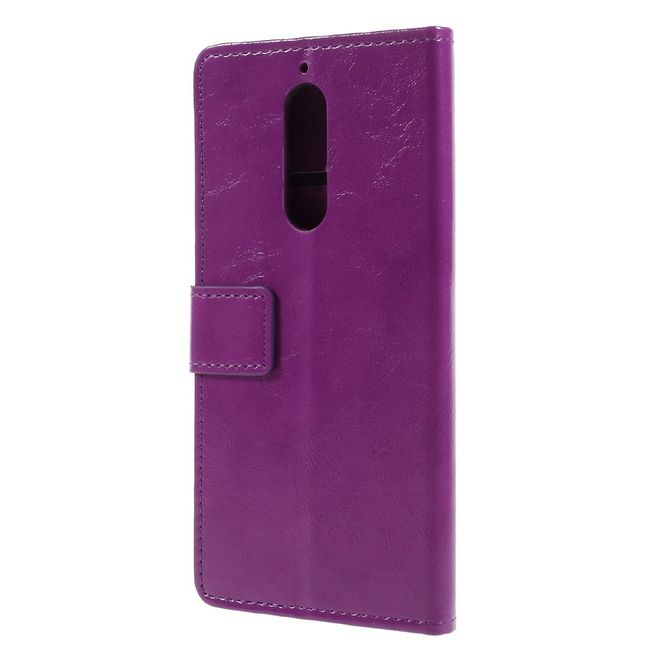 Wiko View XL Handy Hülle - Crazy Horse Leder Bookcover - mit Standfunktion - purpur