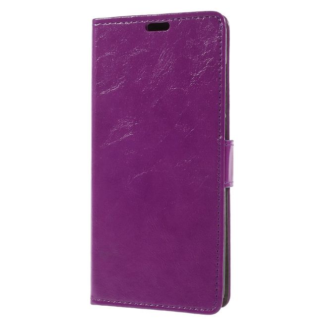 Wiko View XL Handy Hülle - Crazy Horse Leder Bookcover - mit Standfunktion - purpur