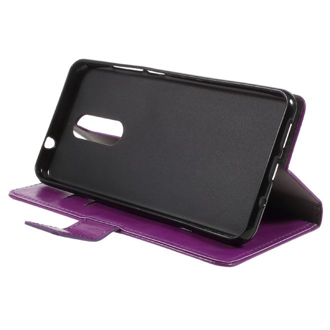 Wiko View XL Handy Hülle - Crazy Horse Leder Bookcover - mit Standfunktion - purpur