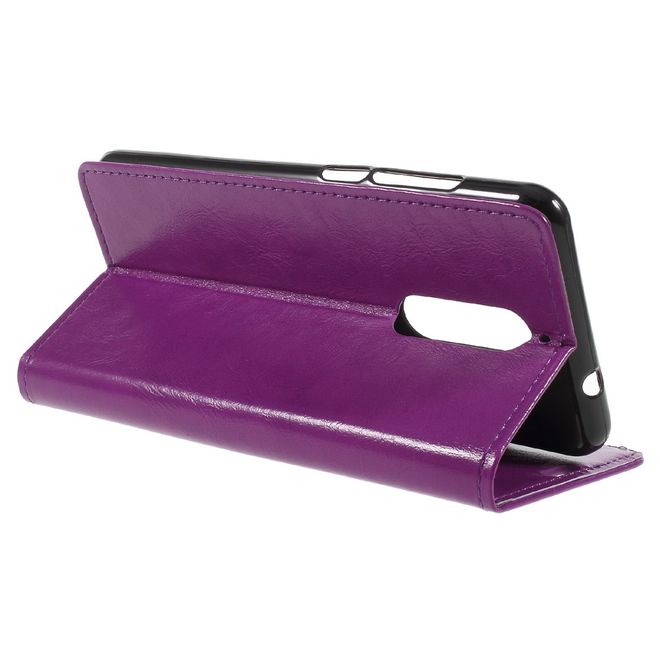 Wiko View XL Handy Hülle - Crazy Horse Leder Bookcover - mit Standfunktion - purpur