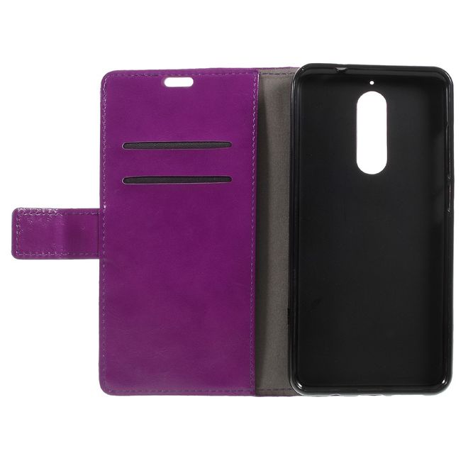Wiko View XL Handy Hülle - Crazy Horse Leder Bookcover - mit Standfunktion - purpur