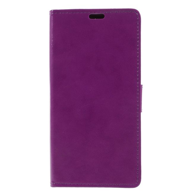Wiko View XL Handy Hülle - Crazy Horse Leder Bookcover - mit Standfunktion - purpur