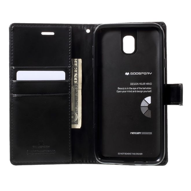 Goospery - Samsung Galaxy J7 (2017) Handy Hülle - Case aus Leder - Bluemoon Diary Series - schwarz