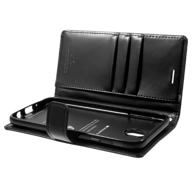 Goospery - Samsung Galaxy J7 (2017) Handy Hülle - Case aus Leder - Bluemoon Diary Series - schwarz