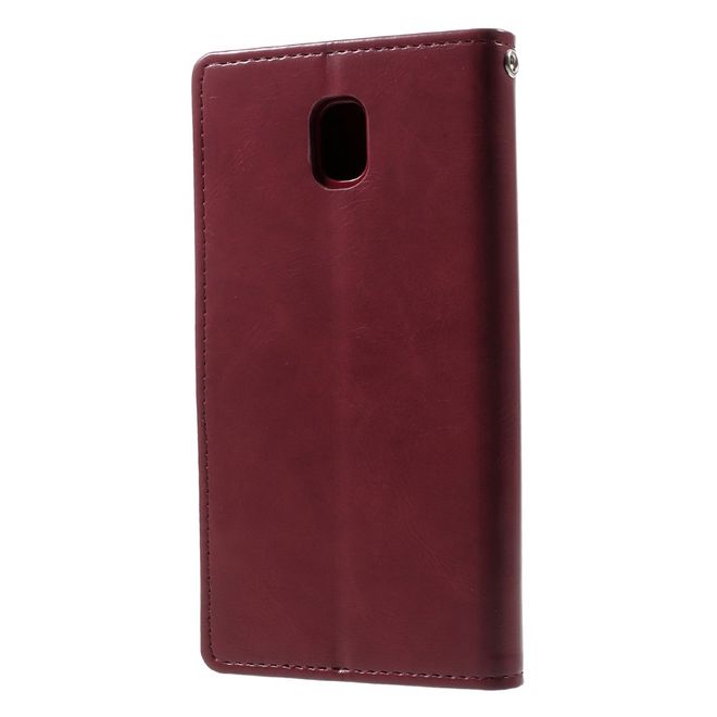 Goospery - Samsung Galaxy J7 (2017) Handy Hülle - Case aus Leder - Bluemoon Diary Series - weinrot
