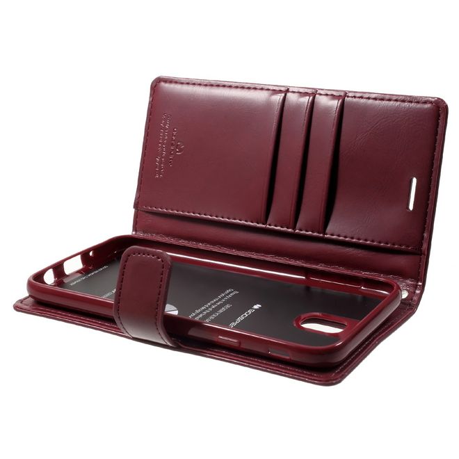 Goospery - Samsung Galaxy J7 (2017) Handy Hülle - Case aus Leder - Bluemoon Diary Series - weinrot