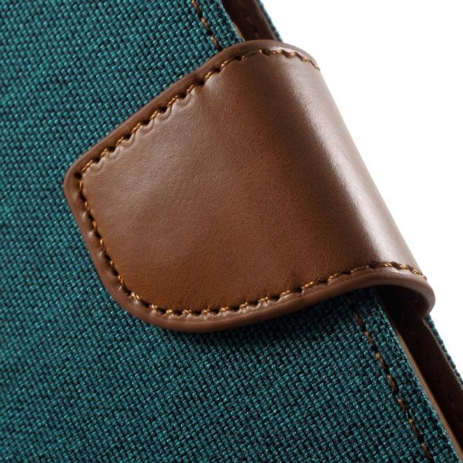 Goospery - Handyhülle für Samsung Galaxy J7 (2017) - Bookcover - Canvas Diary Series - grün/camel