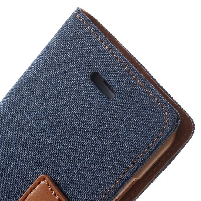 Goospery - Handyhülle für Samsung Galaxy J7 (2017) - Bookcover - Canvas Diary Series - navy/camel