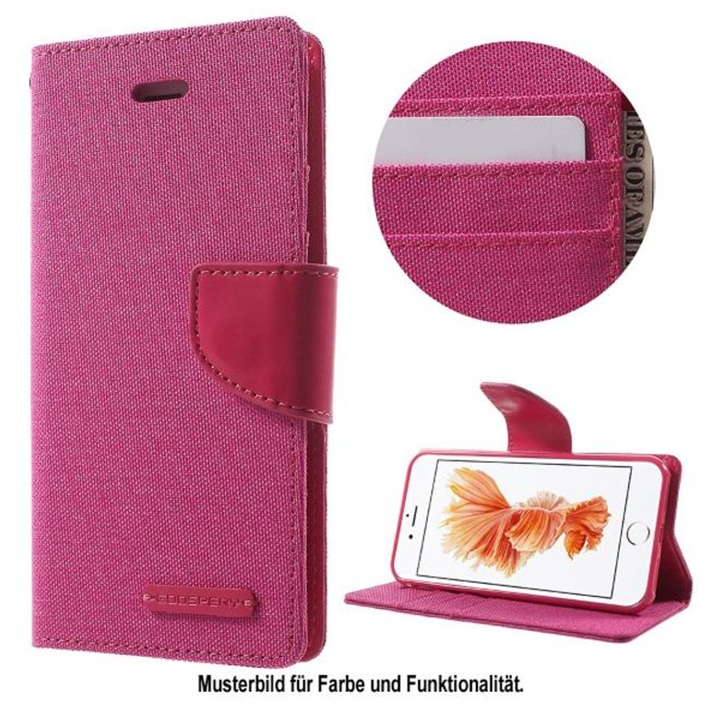 Goospery - Handyhülle für Samsung Galaxy J7 (2017) - Bookcover - Canvas Diary Series - pink