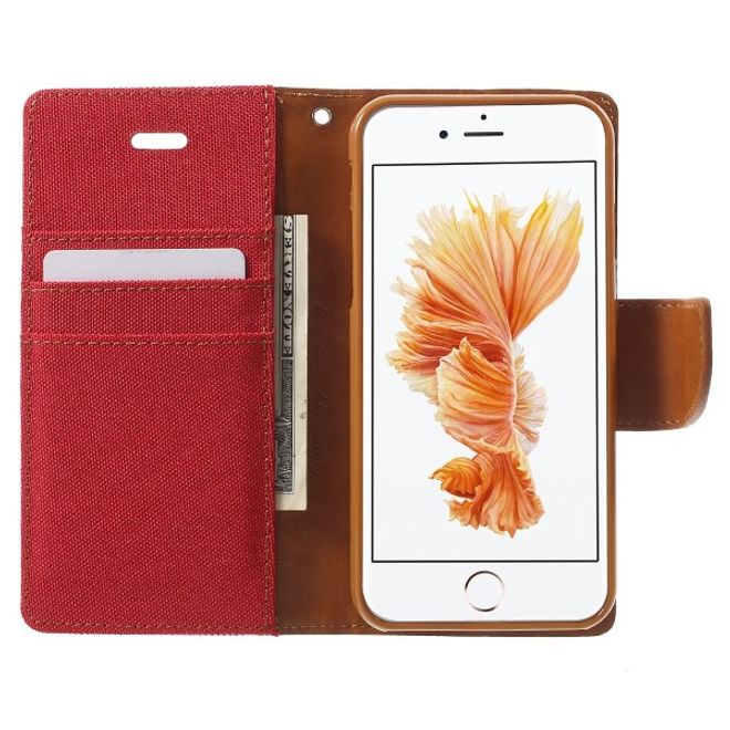 Goospery - Handyhülle für Samsung Galaxy J7 (2017) - Bookcover - Canvas Diary Series - rot/camel