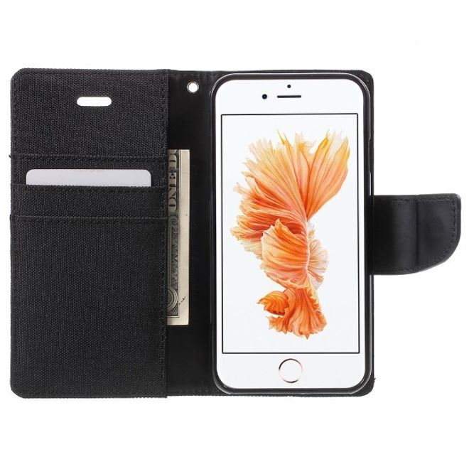 Goospery - Handyhülle für Samsung Galaxy J7 (2017) - Bookcover - Canvas Diary Series - schwarz