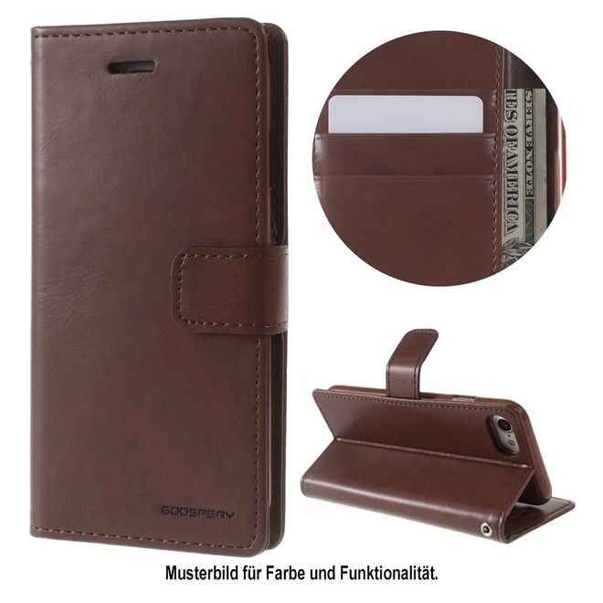 Goospery - LG Q6 Handy Hülle - Case aus Leder - Bluemoon Diary Series - braun