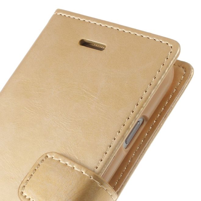 Goospery - LG Q6 Handy Hülle - Case aus Leder - Bluemoon Diary Series - gold