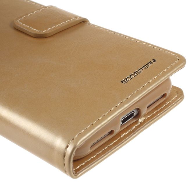 Goospery - LG Q6 Handy Hülle - Case aus Leder - Bluemoon Diary Series - gold