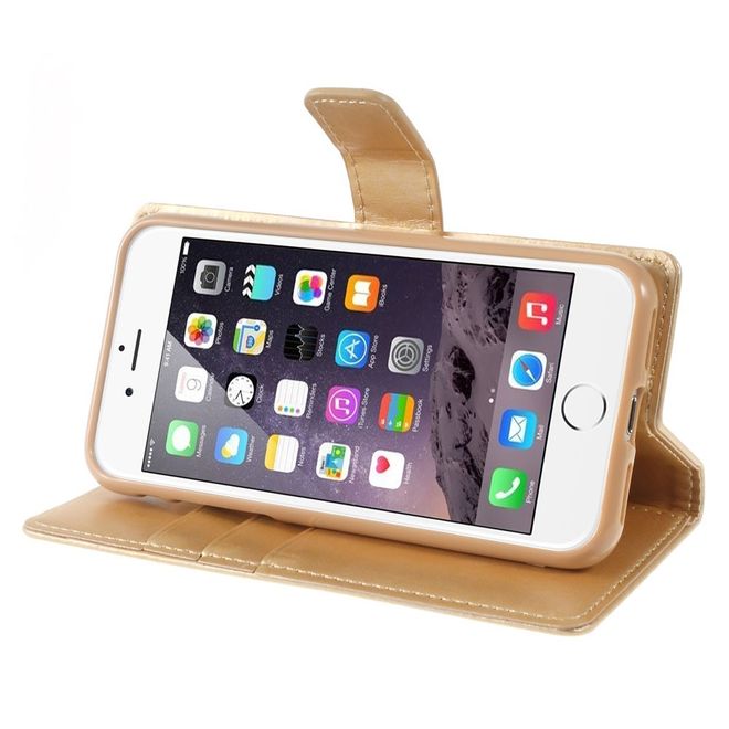 Goospery - LG Q6 Handy Hülle - Case aus Leder - Bluemoon Diary Series - gold