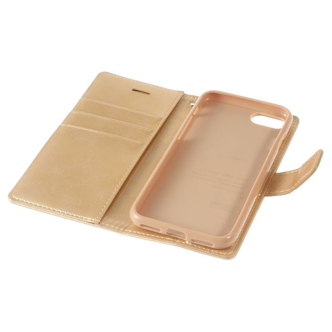 Goospery - LG Q6 Handy Hülle - Case aus Leder - Bluemoon Diary Series - gold