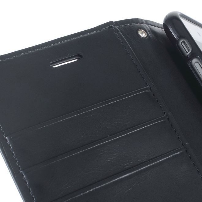 Goospery - LG Q6 Handy Hülle - Case aus Leder - Bluemoon Diary Series - navy