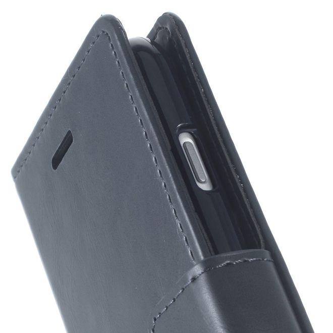 Goospery - LG Q6 Handy Hülle - Case aus Leder - Bluemoon Diary Series - navy