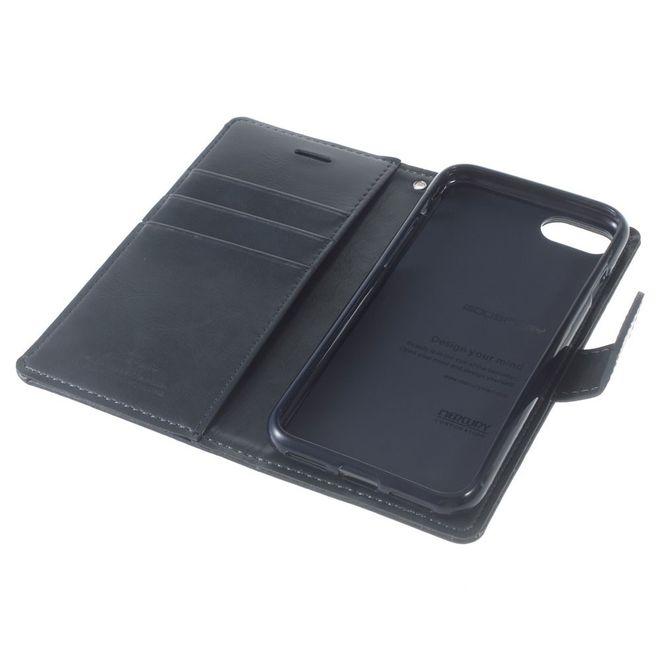 Goospery - LG Q6 Handy Hülle - Case aus Leder - Bluemoon Diary Series - navy