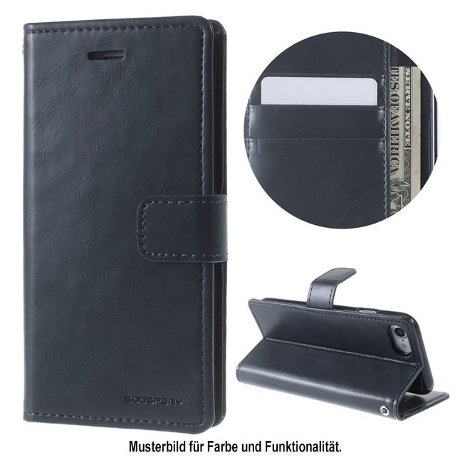 Goospery - LG Q6 Handy Hülle - Case aus Leder - Bluemoon Diary Series - navy