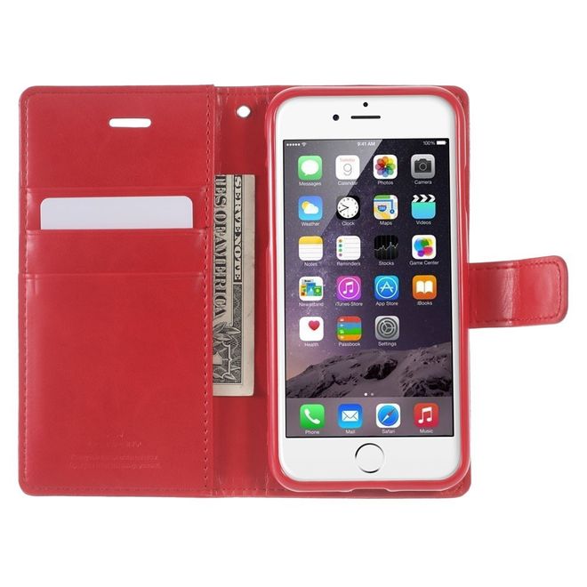 Goospery - LG Q6 Handy Hülle - Case aus Leder - Bluemoon Diary Series - rot