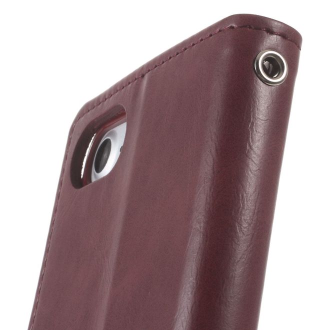 Goospery - LG Q6 Handy Hülle - Case aus Leder - Bluemoon Diary Series - weinrot
