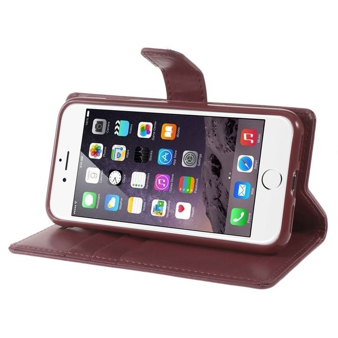 Goospery - LG Q6 Handy Hülle - Case aus Leder - Bluemoon Diary Series - weinrot