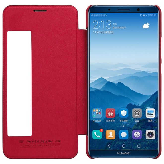 Nillkin - Huawei Mate 10 Pro Hülle - Leder Book Case - Qin Series - rot