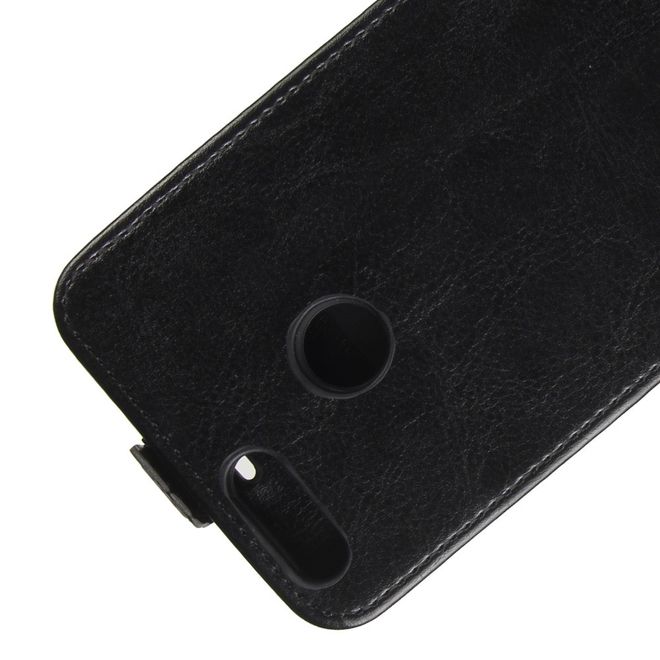 Huawei Honor 7X Handyhülle - Crazy Horse Leder Flip Case - vertikal - schwarz
